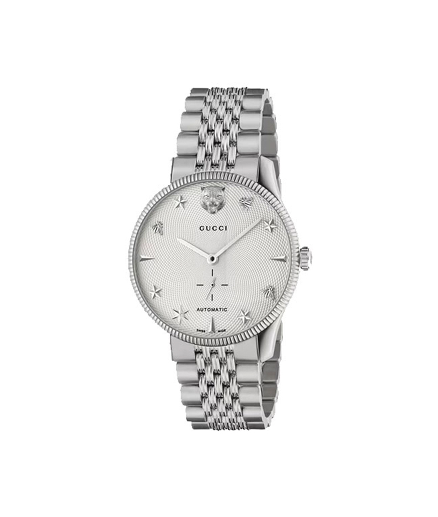 Montre Gucci G-Timeless 40mm quartz acier cadran guilloché blanc bracelet acier