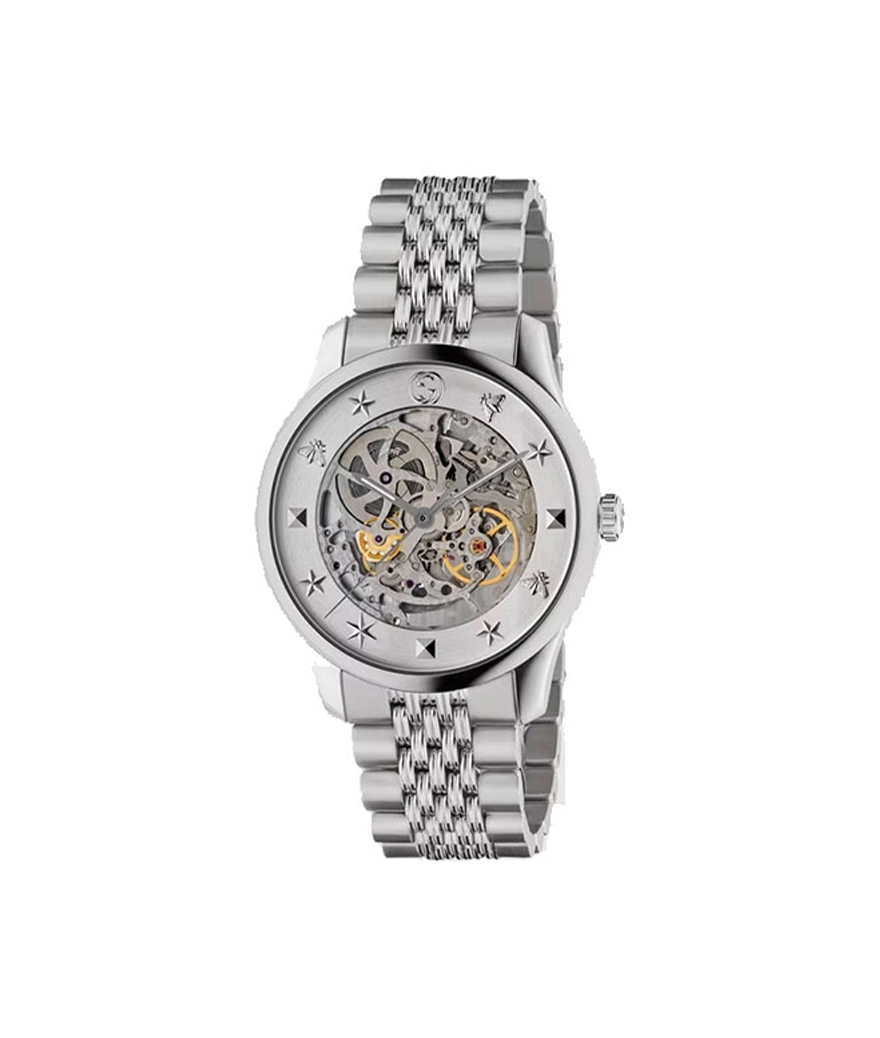 Montre Gucci G-Timeless 40mm quartz acier cadran squelette bracelet maillons acier