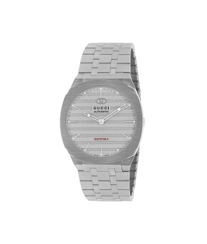 Montre GUCCI 25H 40mm automatique acier cadran acier bracelet maillons acier