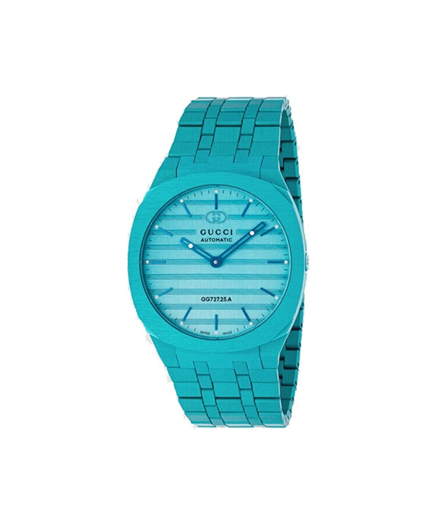 Montre GUCCI 25H 40 mm automatique aluminium bleu cadran aluminium bleu bracelet aluminium bleu