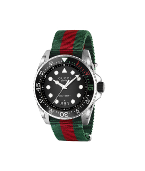 Montre Gucci Dive 45 mm quartz nylon avec bande Web verte et rouge bracelet nylon