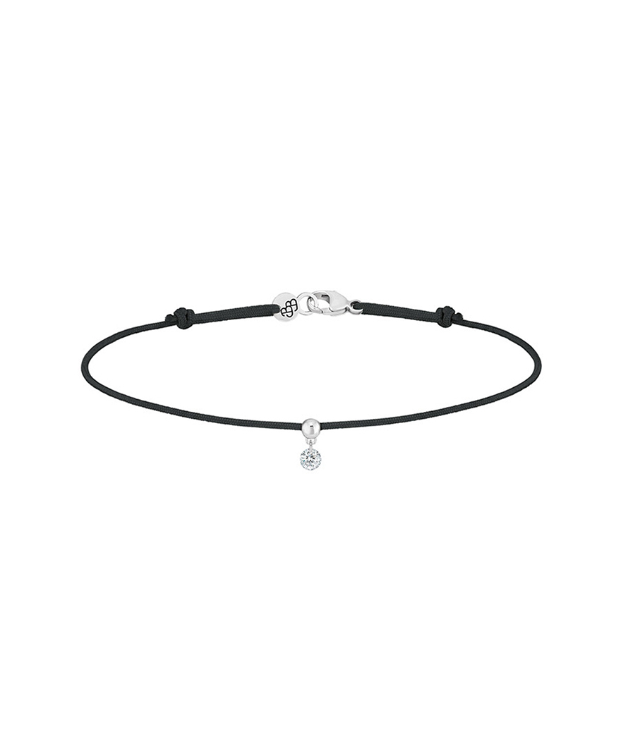 Bracelet La Brune et La Blonde cordon BB noir or blanc diamant