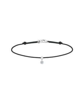 Bracelet La Brune et La Blonde cordon BB noir or blanc diamant