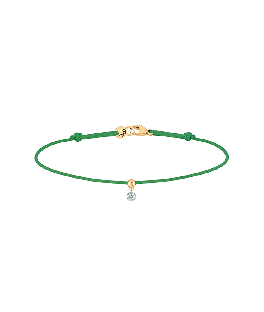 Bracelet La Brune et La Blonde cordon BB vert or jaune diamant