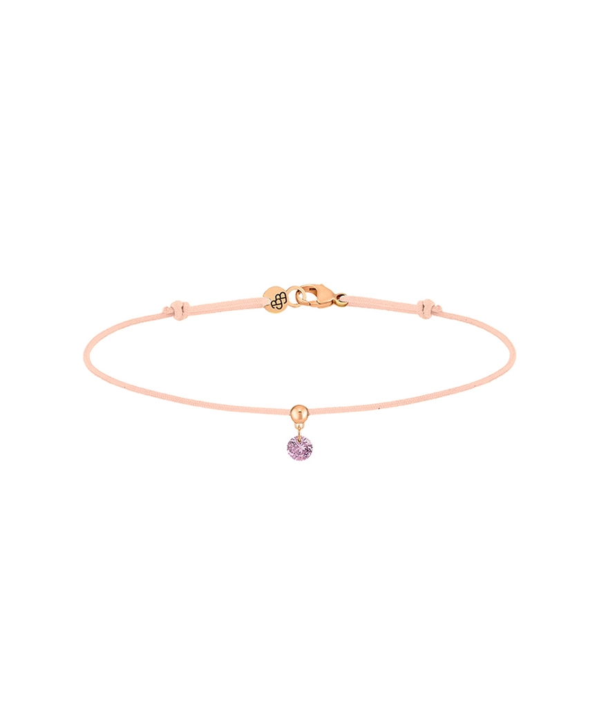 Bracelet La Brune et La Blonde cordon BB nude or rose saphir rose