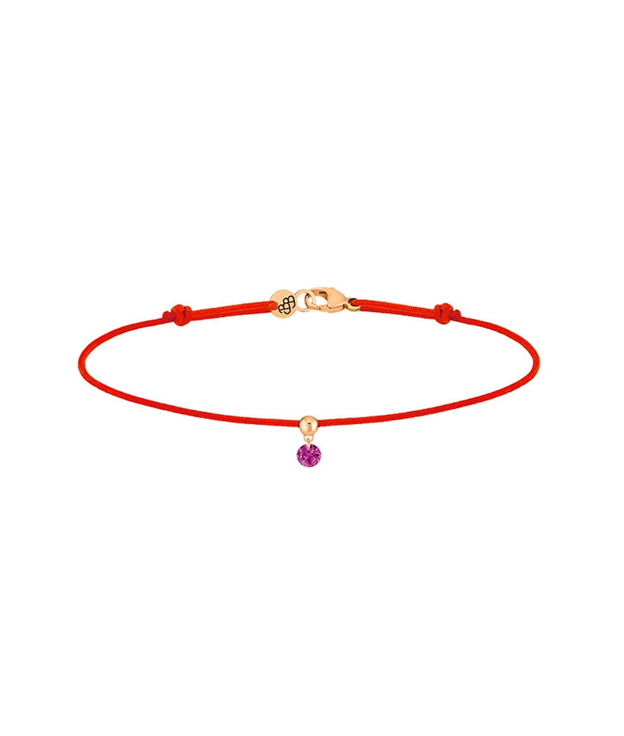 Bracelet La Brune et La Blonde Cordon BB rouge or rose rubis