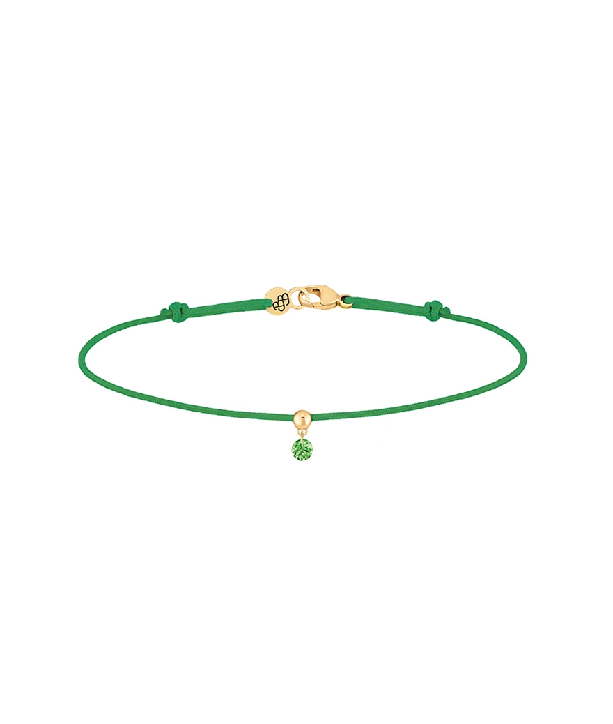 Bracelet La Brune et La Blonde Cordon BB vert or rose tsavorite
