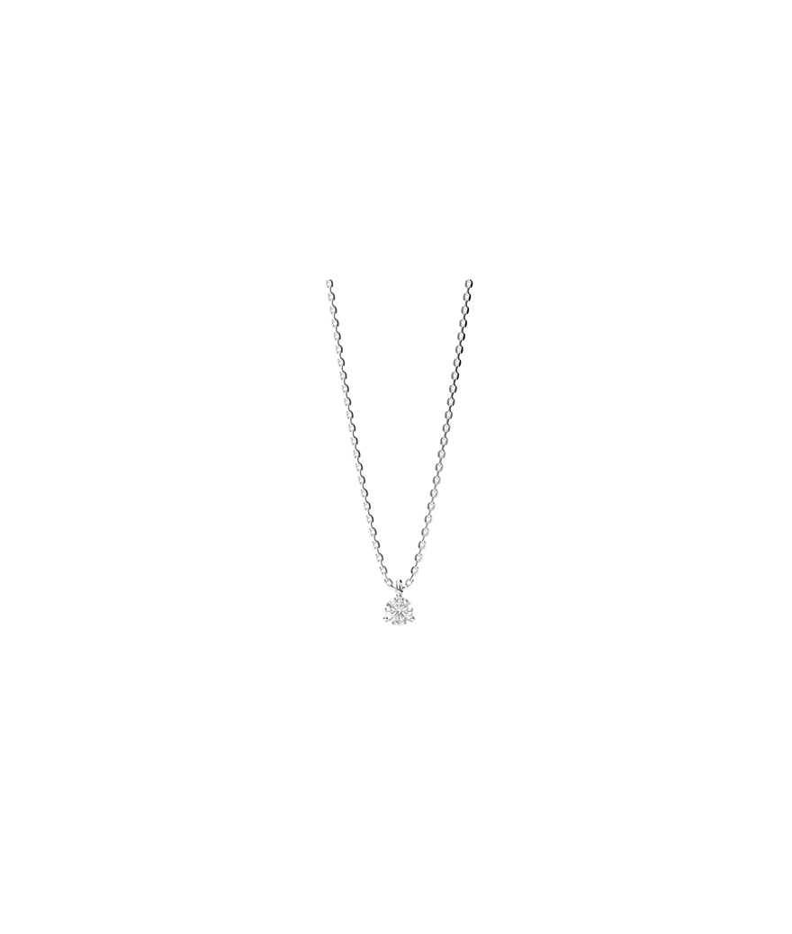 Collier solitaire Mademoiselle Frojo or blanc diamant 0.10ct