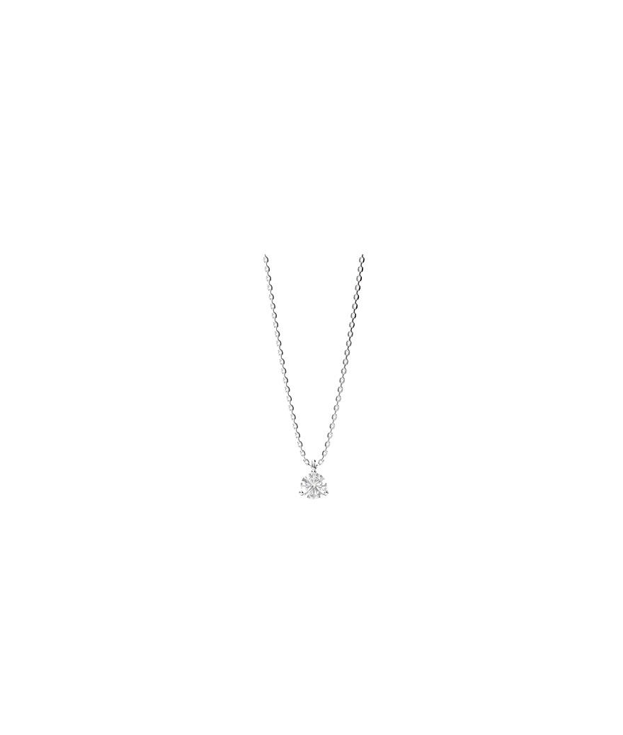 Collier solitaire Mademoiselle Frojo or blanc diamant 0.20ct