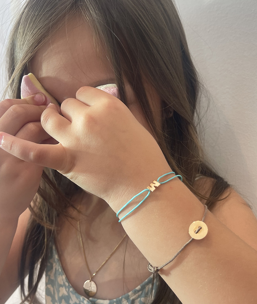 Bracelet bouton or rose sur...