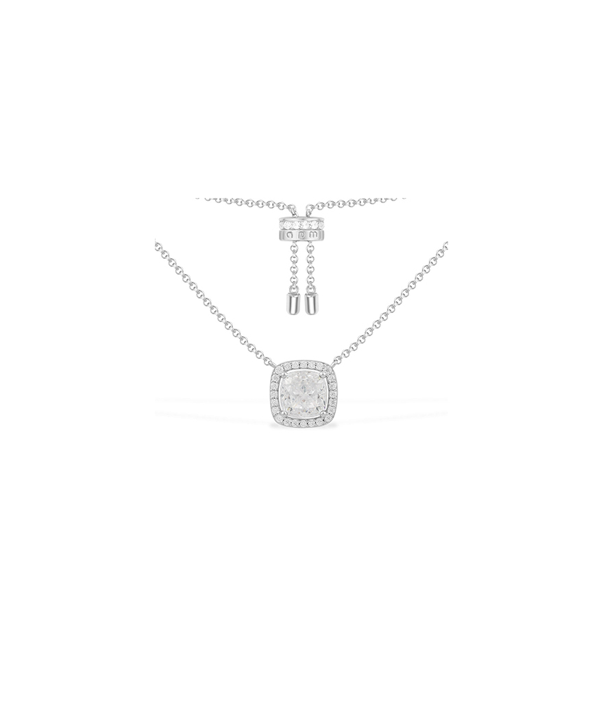 Collier APM Monaco argent pierre carrée