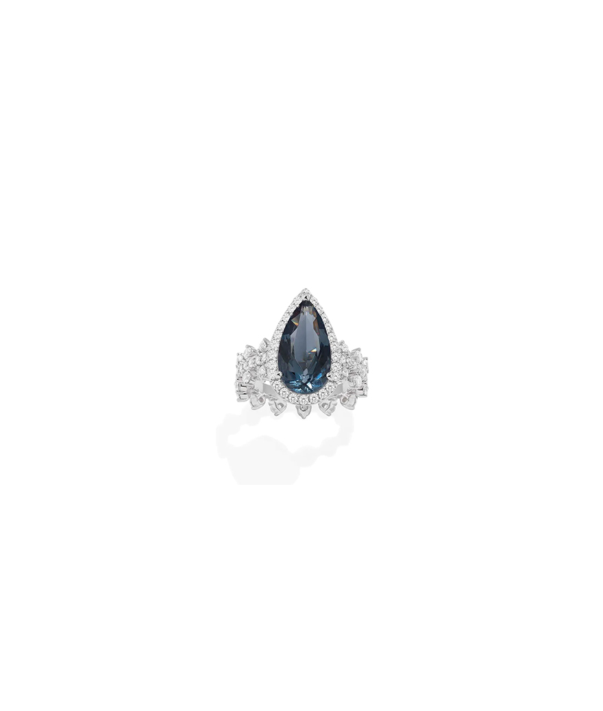 Bague APM Monaco Romance pavé goutte bleue