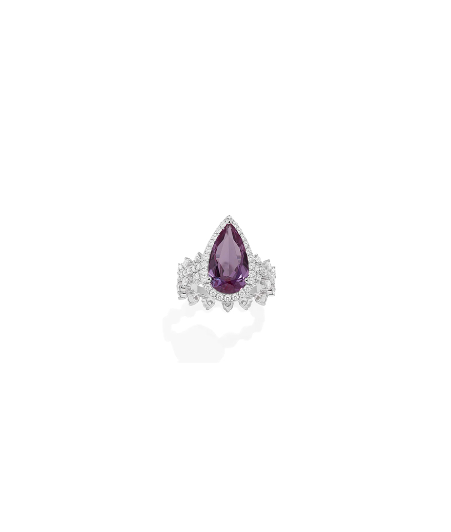 Bague APM Monaco Romance pavé goutte violette