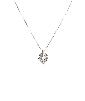 Collier Statement Spike argent agate noire diamants