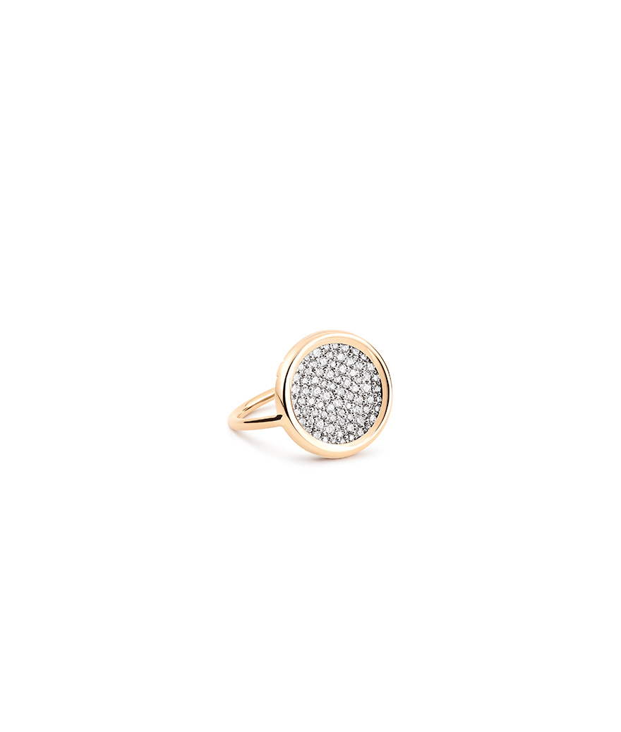 Bague Ginette NY Baby Disc Ring Or Rose Diamants