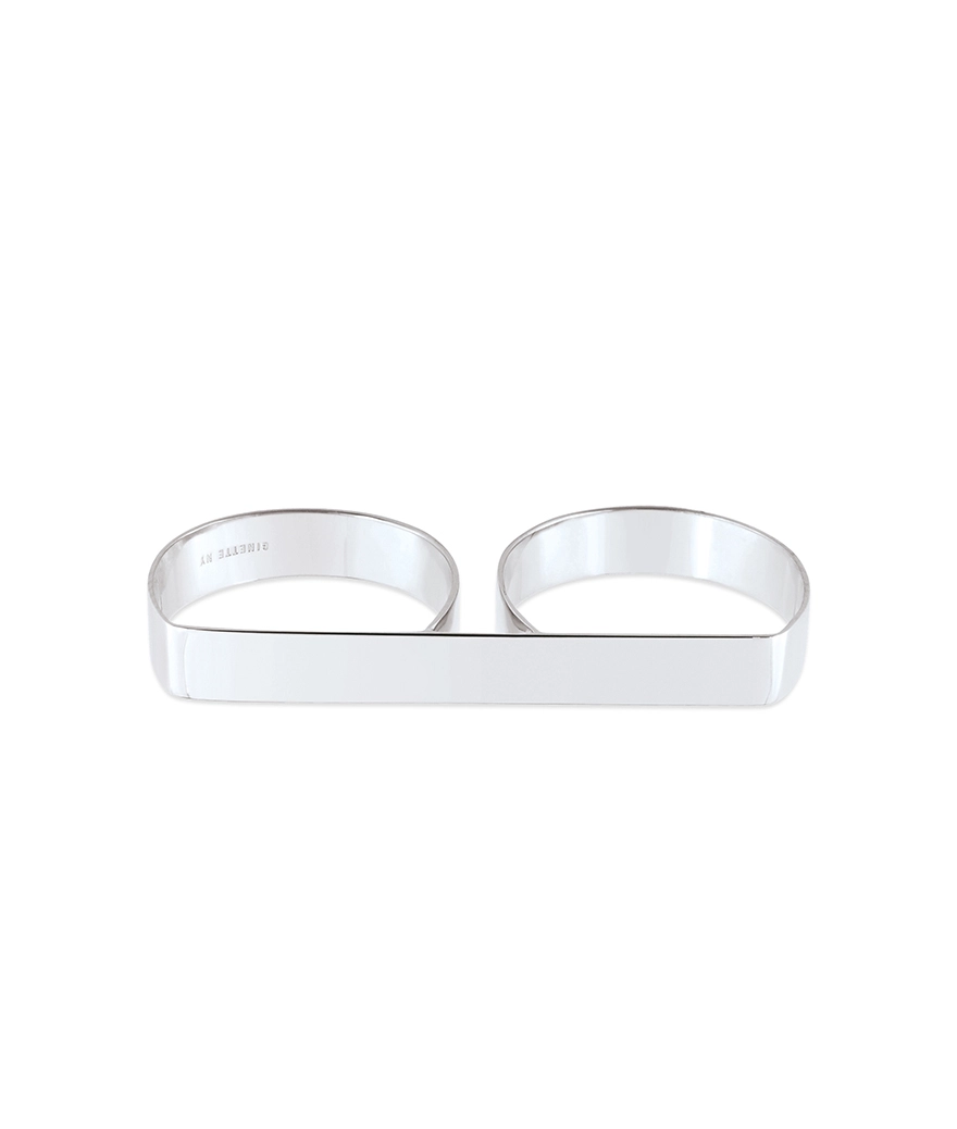 Double Bague Ginette NY Or Blanc