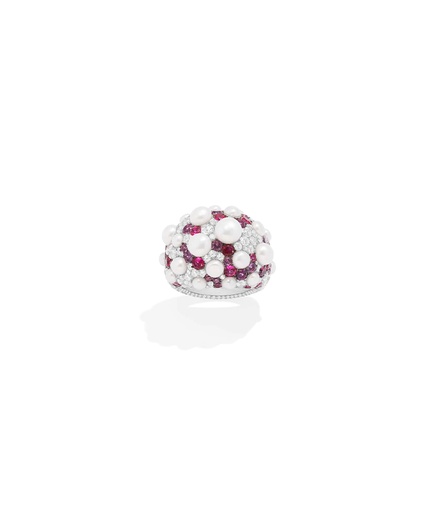 Bague APM Monaco Pavé Fuchsia avec Perles