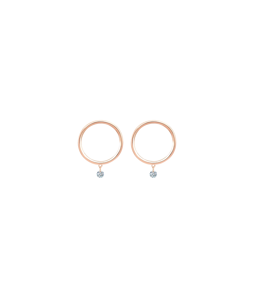 Boucles D'Oreilles La Brune Et La Blonde Excentriques Or Rose Diamants