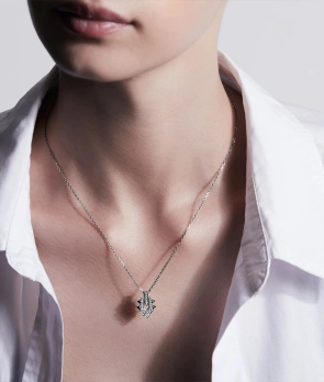 Collier Statement Spike argent agate noire diamants