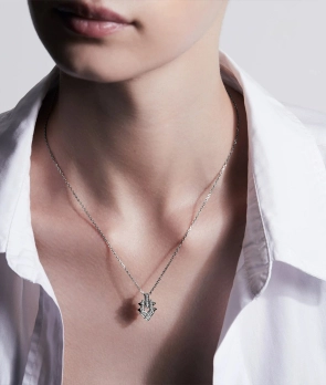 Collier Statement Spike argent agate noire diamants