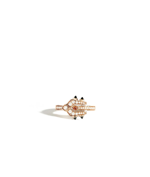 Bague Statement mini Spike Or rose, Agates noires et diamants