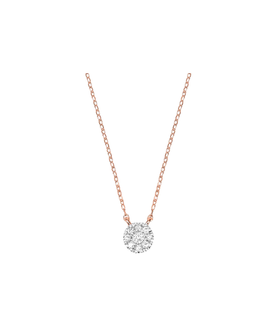 Collier Djula mini cible or rose diamants