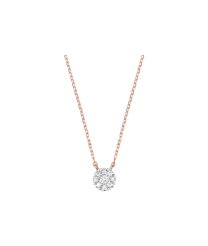 Collier Djula mini cible or rose diamants