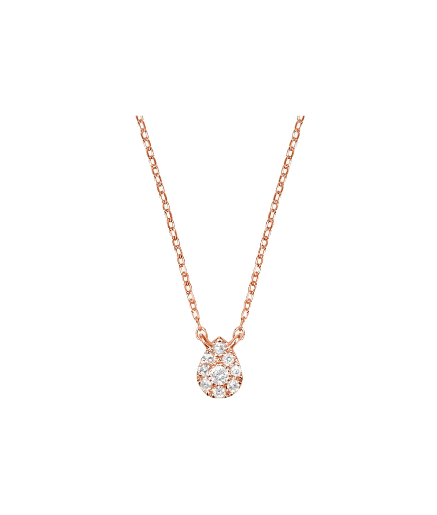 Collier Djula mini poire or rose diamants