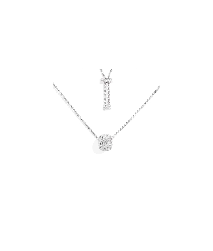 Collier APM Monaco argent anneau pavé