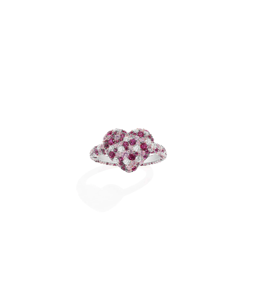 Bague APM Monaco Valentine coeur fuchsia