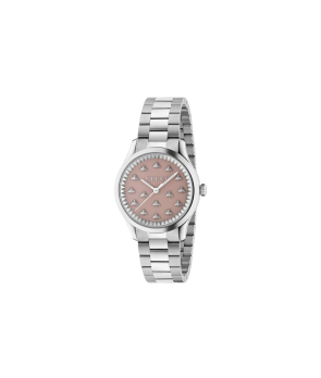 Montre GUCCI G-TIMELESS 32 mm quartz acier cadran laqué rose bracelet acier