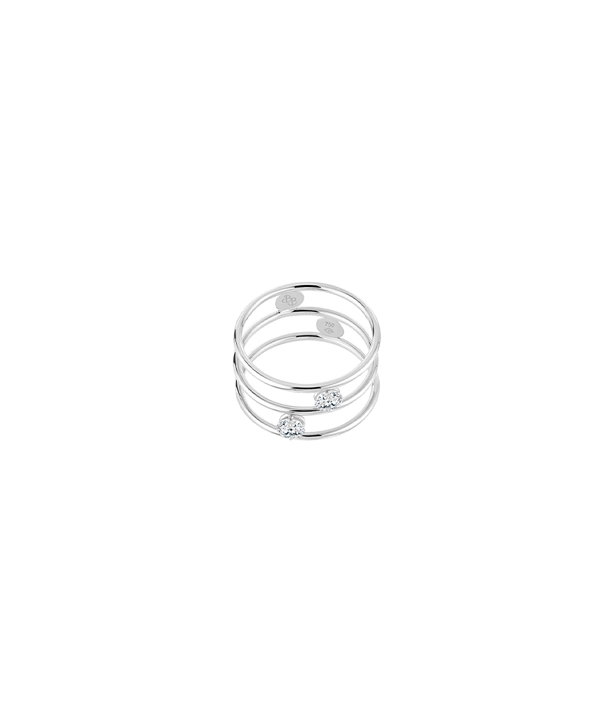 Bague Double La Brune et La Blonde Hula Hoop or blanc