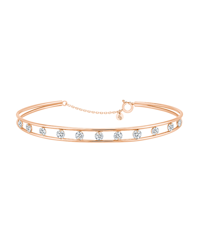 Bracelet La Brune et La Blonde Hula Hoop or rose diamants