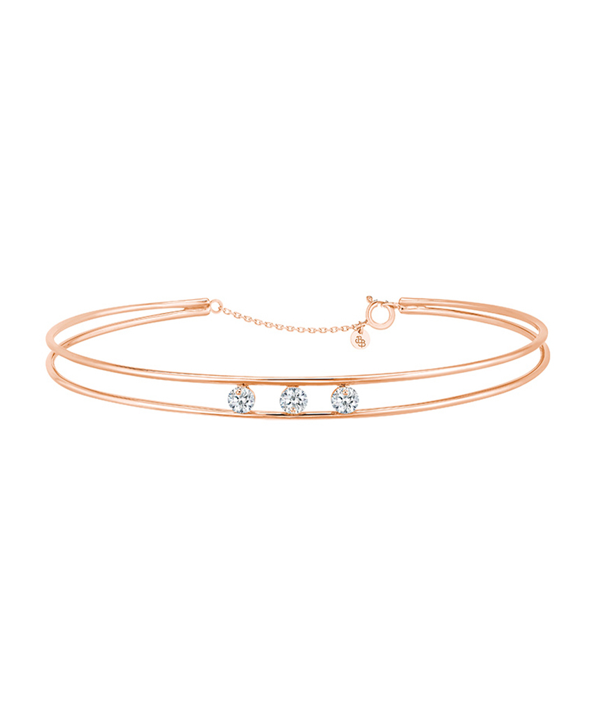 Bracelet La Brune et La Blonde Hula Hoop or rose diamants