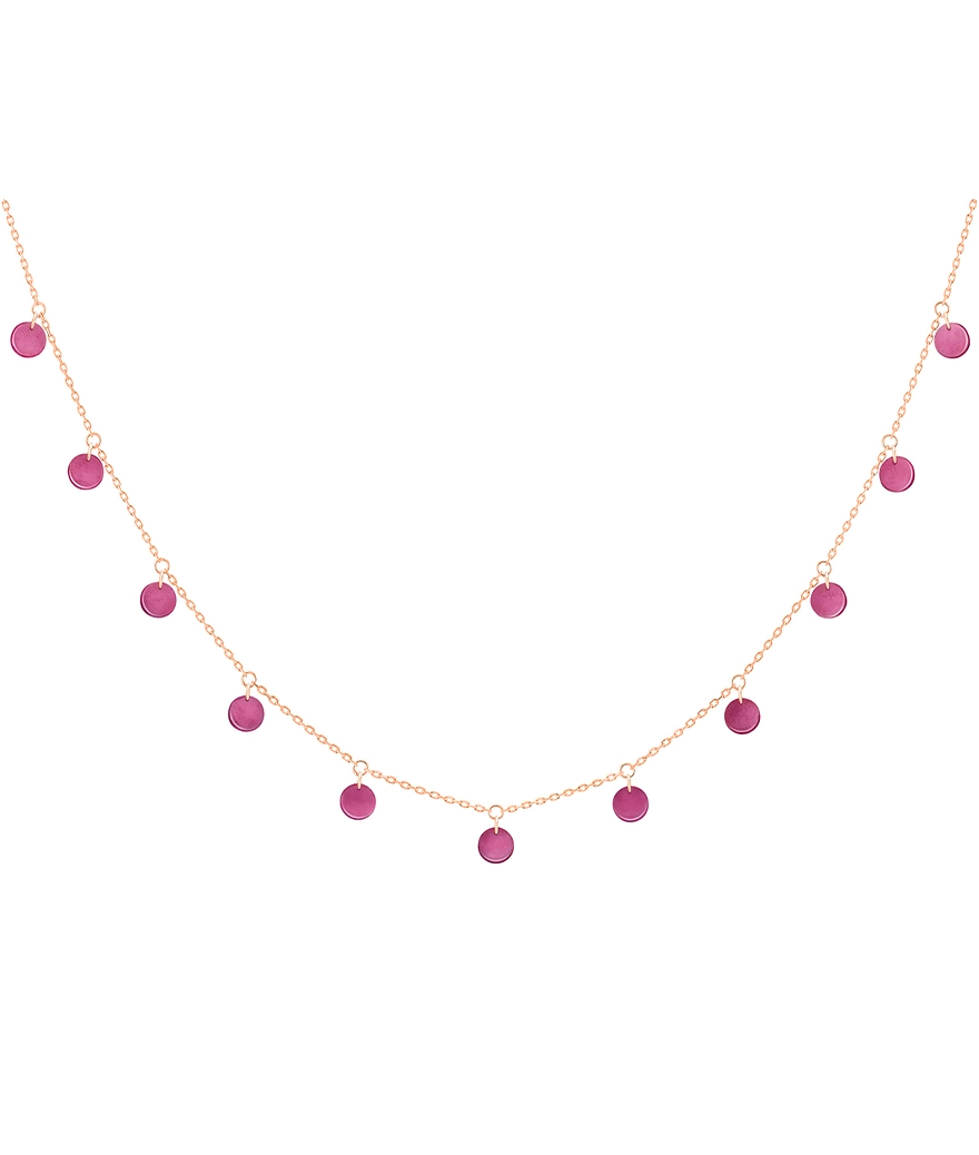 Collier La Brune et La Blonde Polka rhodolite or rose