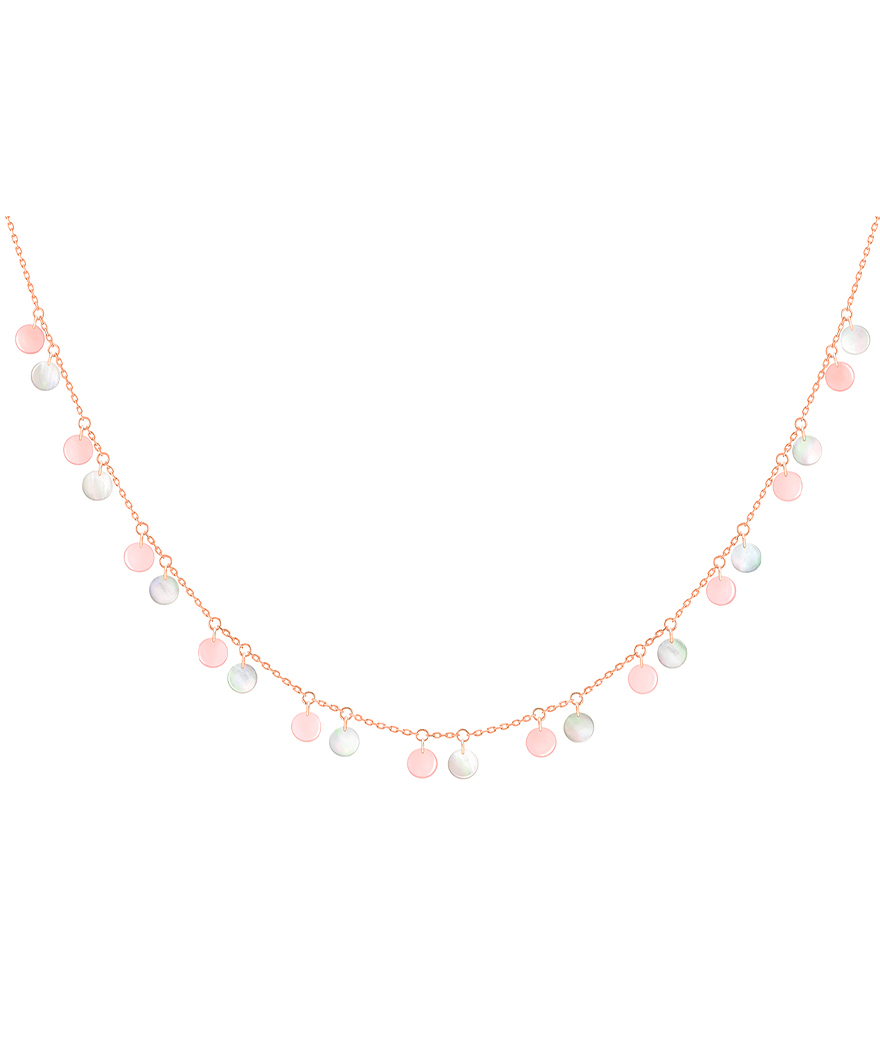 Collier La Bune et La Blonde Polka nacre banche opale rose or rose