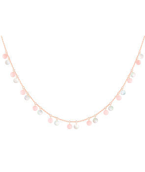 Collier La Bune et La Blonde Polka nacre banche opale rose or rose