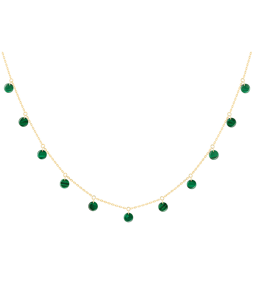 Collier La Brune et La Blonde Polka or jaune malachites