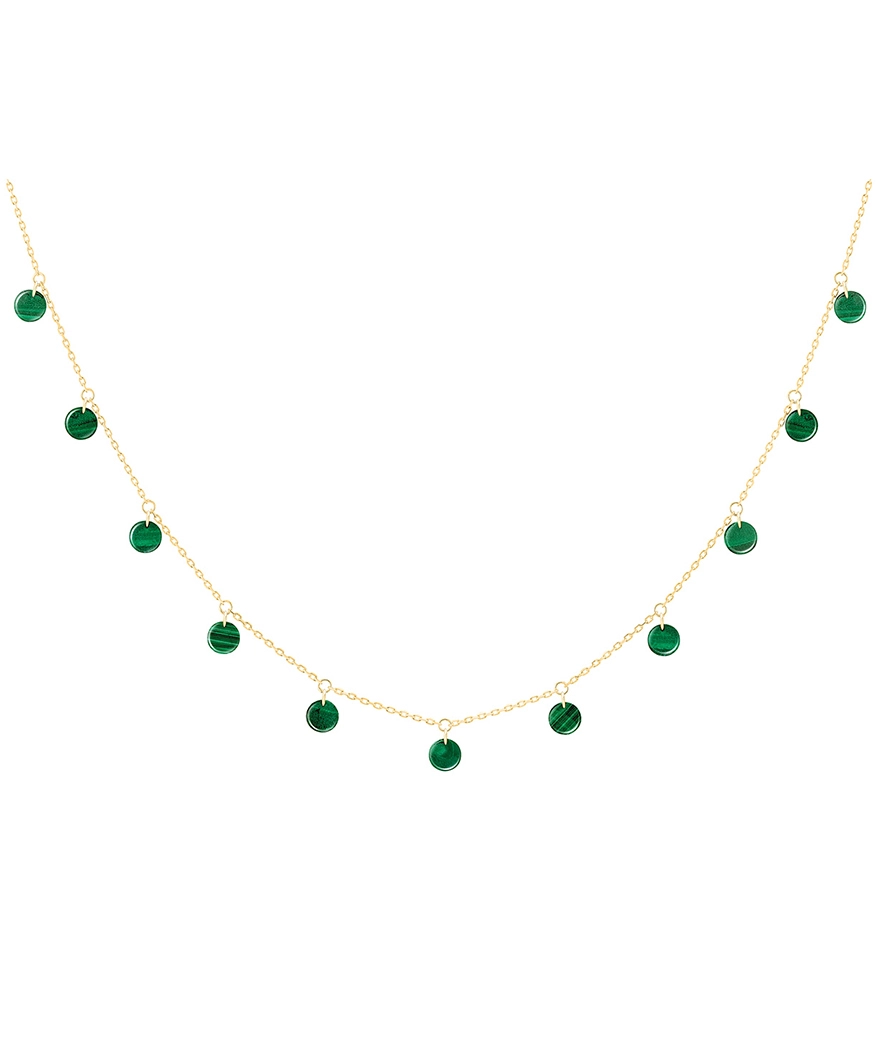 Collier La Brune et La Blonde Polka or jaune malachites