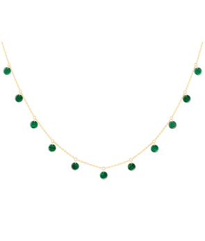 Collier La Brune et La Blonde Polka or jaune malachites