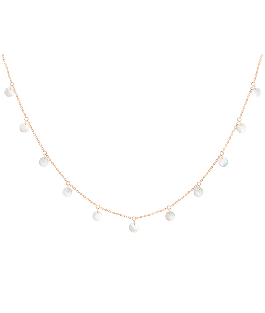 Collier La Brune et La Blonde Polka or rose nacre blanche