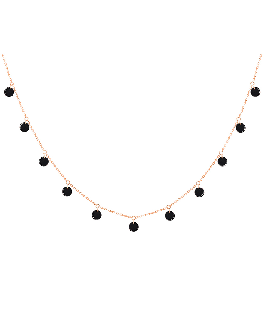 Collier La Brune et La Blonde Polka or rose 11 onyx noirs