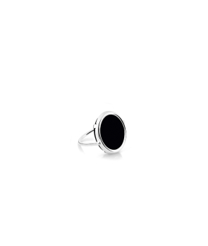 Bague Ginette NY Disc Ring or blanc onyx noir