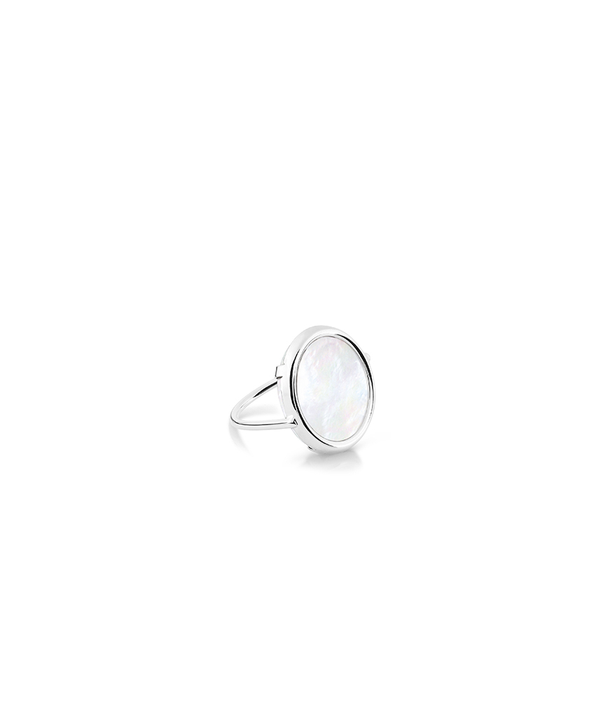 Bague Ginette NY Disc Ring or blanc nacre