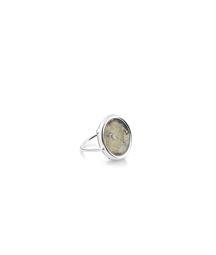 Bague Ginette NY Disc Ring or blanc pyrite