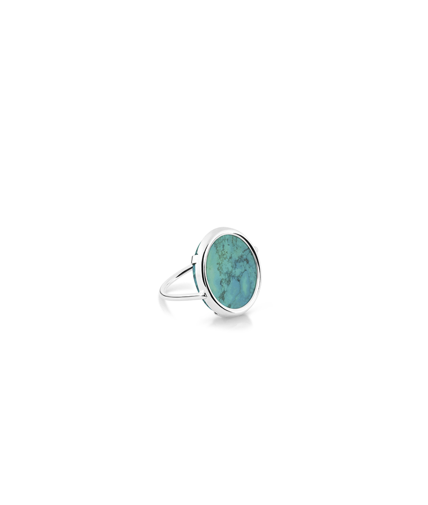 Bague Ginette NY Disc Ring or blanc turquoise