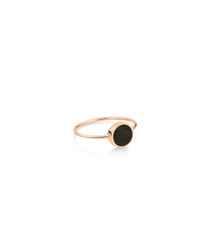 Bague Ginette NY mini ever disc ring or rose obsidienne dorée