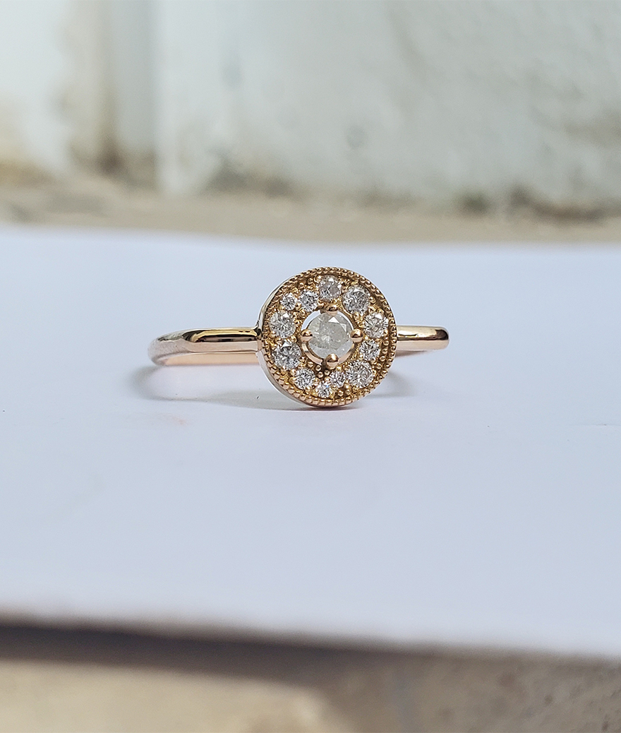 Bague Dortoli Milky or rose diamants