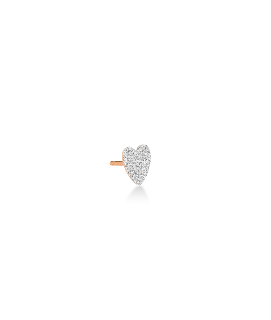 Boucle d'Oreille Ginette NY Angèle heart or rose diamants