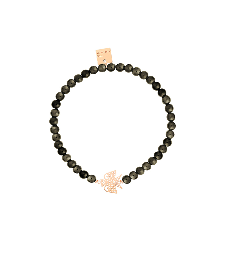 Bracelet Ginette NY Georgia or rose onyx noir